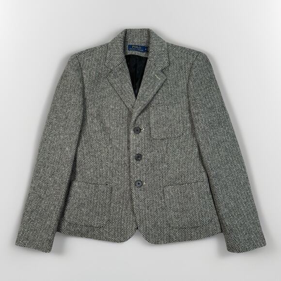 Polo Ralph Lauren Herringbone Wool 3 Button Blazer Jacket Women's Size 4 EUC - Picture 1 of 7